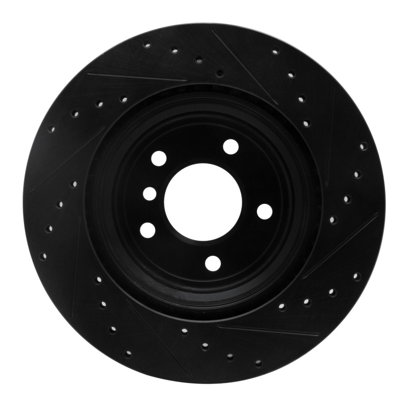 BMW 135I Brake Rotor (1) - Rear Left - R1 Concepts - Drilled & Slotted - Black - `08-`13